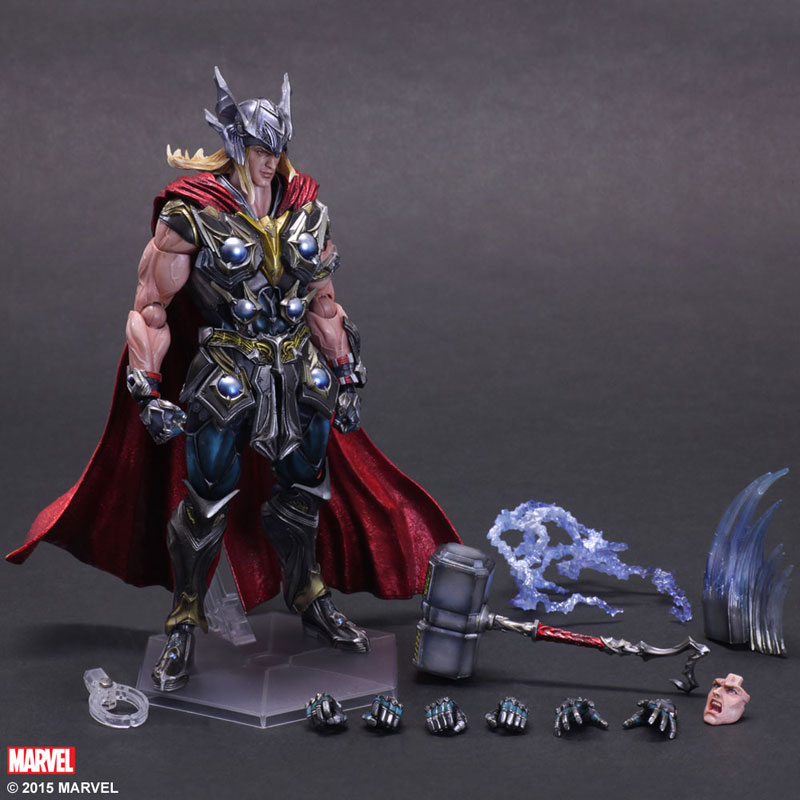 Illustration for article titled Play Arts Kai's Thor Comes With A Wonderfully Swoosh-y Hammer